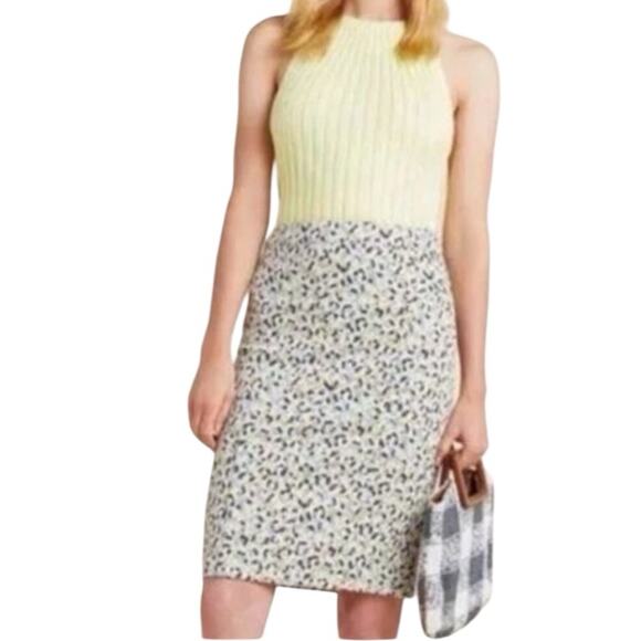 Anthropologie Maeve Leopard Jacquard Knit Pencil Skirt Knee Length Size Large - Picture 1 of 14